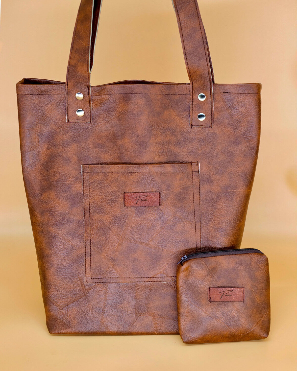 Impundu Leather Tote Bag  (DARK BROWN)