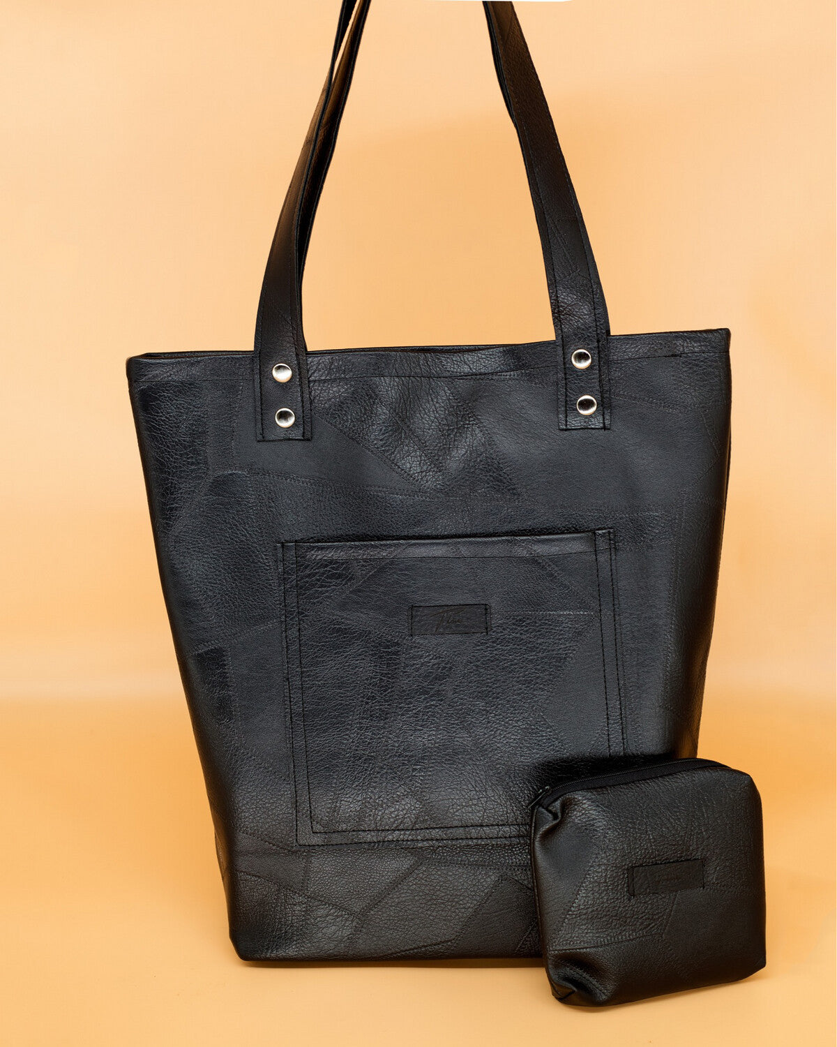 Impundu Leather Tote Bag  (BLACK)