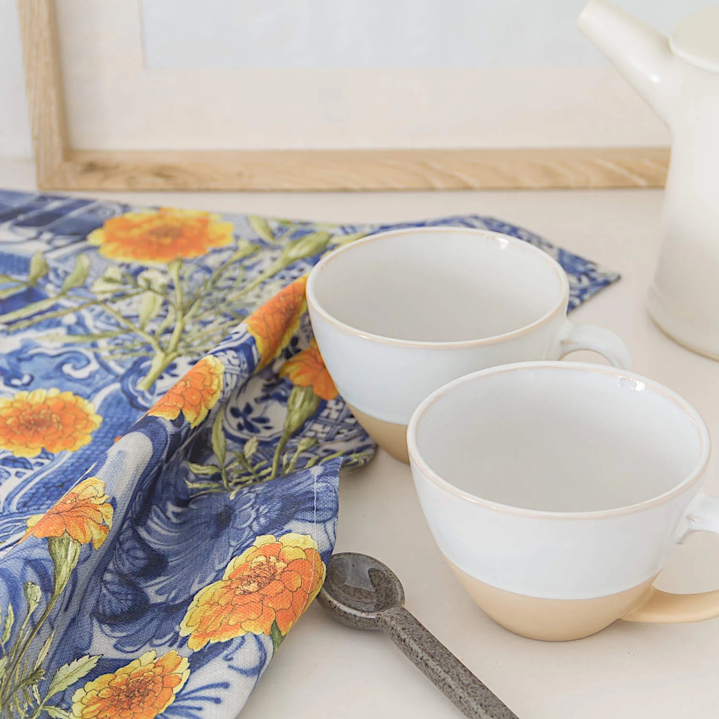 Marigold and Delft Cotton Tea towel